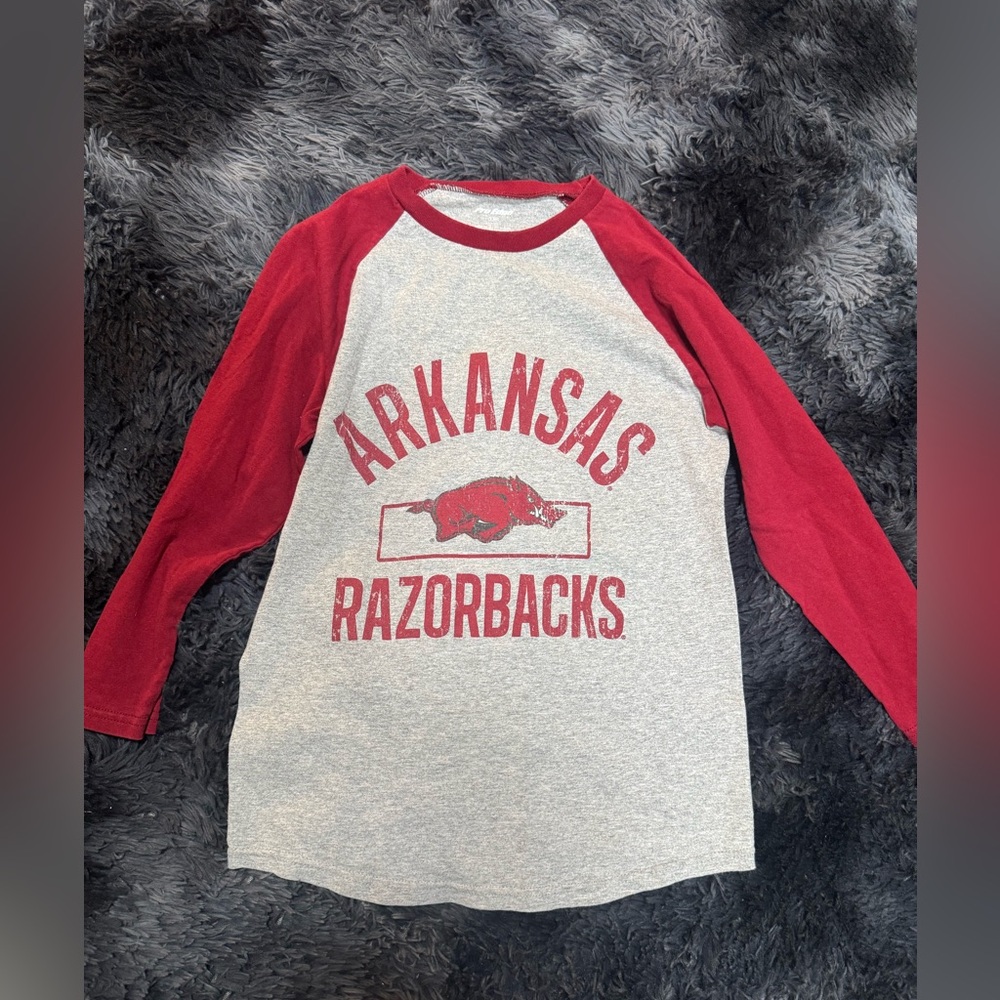 Pro Edge Arkansas Razorbacks Long Sleeve Tee - Red & Gray